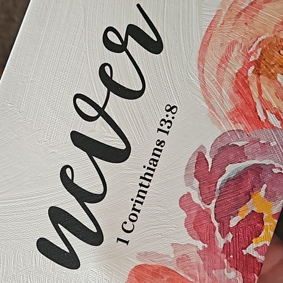 18x6 Love Never Fails Canvas Wall Art NWOT Seven Trees Design 1 Corinthians 13:8 - Picture 6 of 11